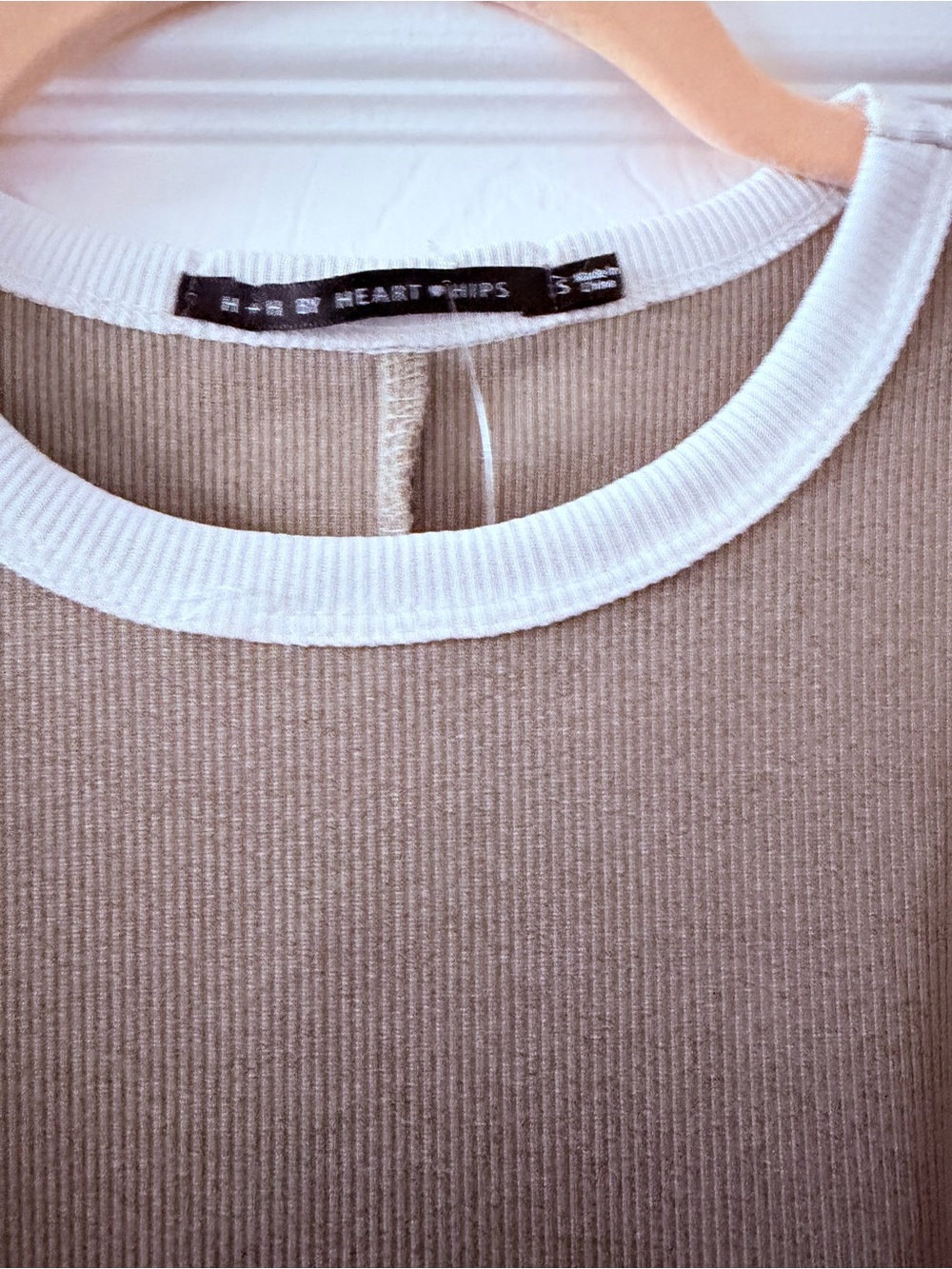 Heart Hips Ribbed Tank Midi Dress Taupe Beige Contrast Trim Side Slit Size Small - Picture 2 of 3